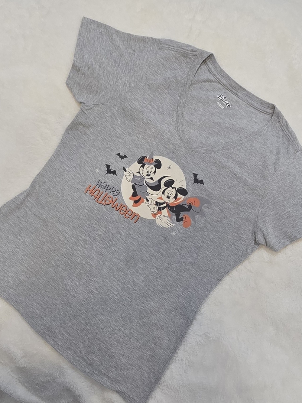 Disney Gray Mickey & Minnie Halloween Short Sleeve Tee